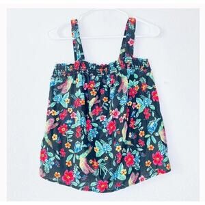 Old Navy Floral Linen Blend Tropical Bird Tank Top vacation summer size S